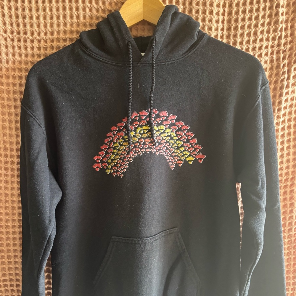 Black Hoodie with Colorful ‘Ohia Lehua Rainbow Graphic